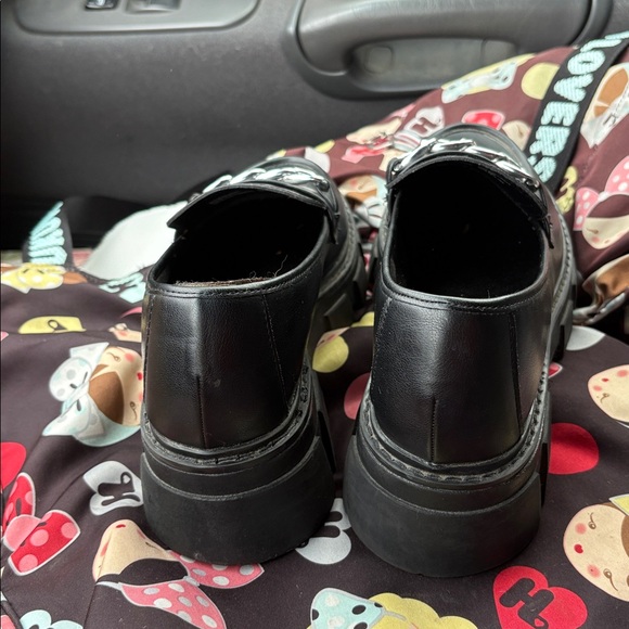 NOBO Black Loafers with Silver Chain Accent and lug soles - Picture 8 of 8